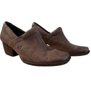 Born Kinney Brown Leather Ankle Booties Chunky Heel Raw Leather Boots Shoes 7.5